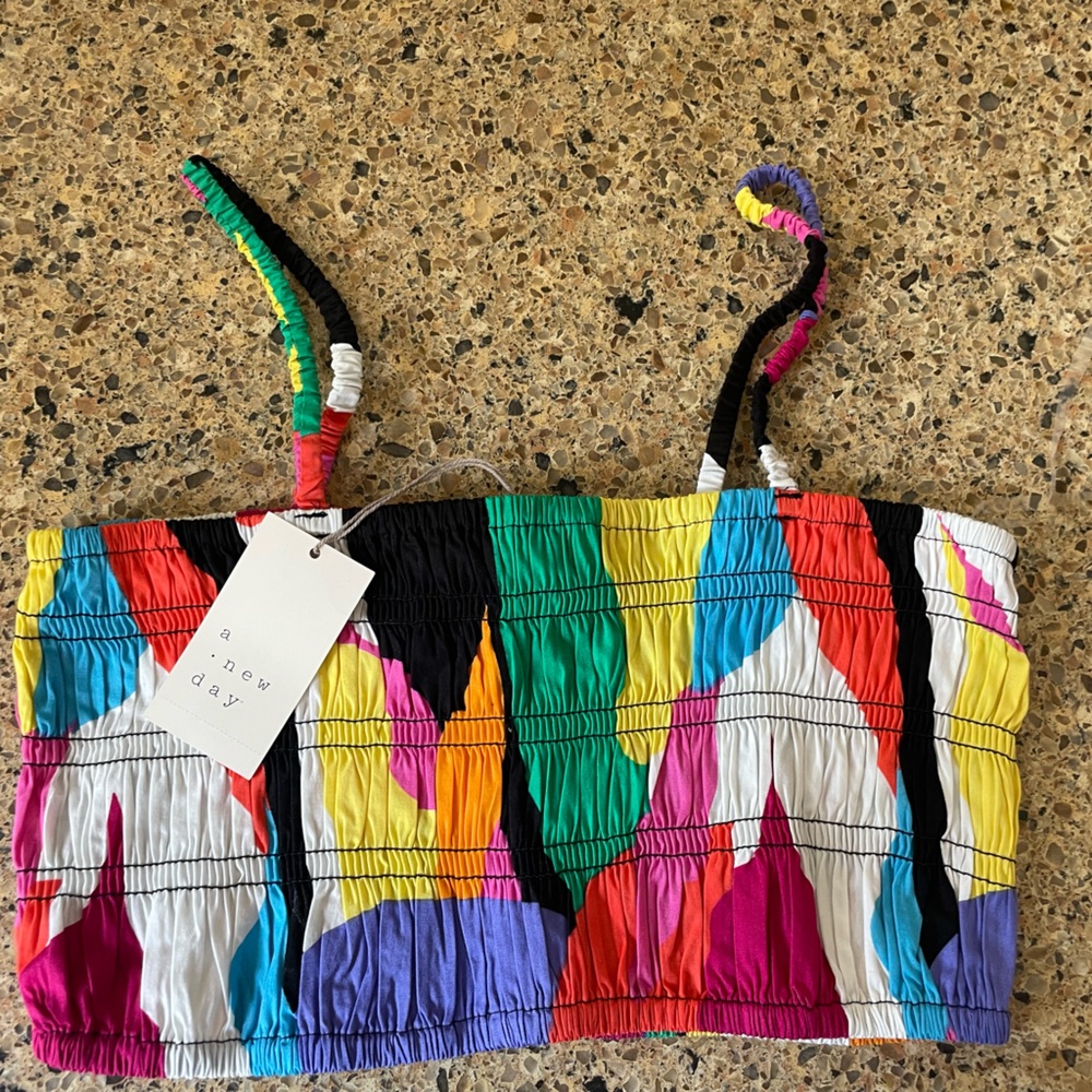 Multicolored a new day Crop Top Size Medium (new with tags)